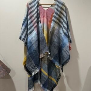 Multicolor Plaid Women's Cape